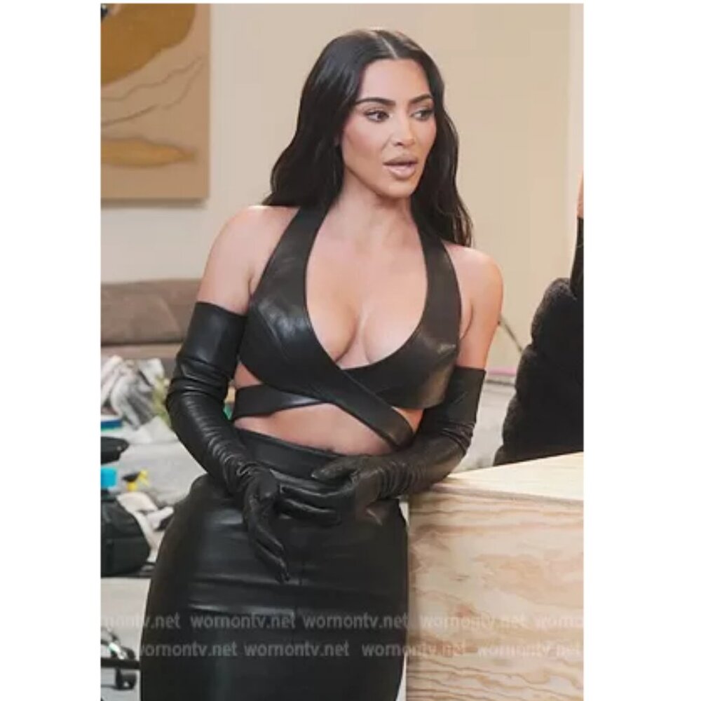 ALAIA Edition 1984 Wrap Black Leather Bustier Top